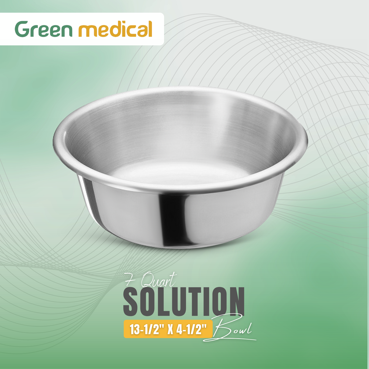 7 Quart Stainless Steel Solution Bowl – Medical & Surgical Grade (13-1/2″ x 4-1/2″)