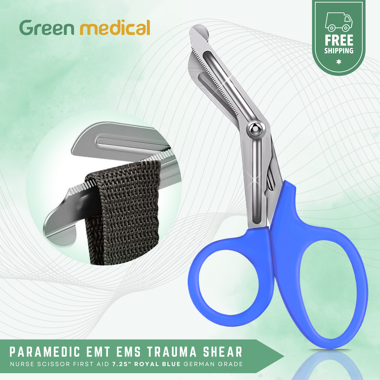 Paramedic EMT EMS Trauma Shear Nurse Scissor First Aid 7.25" Royal Blue German Grede