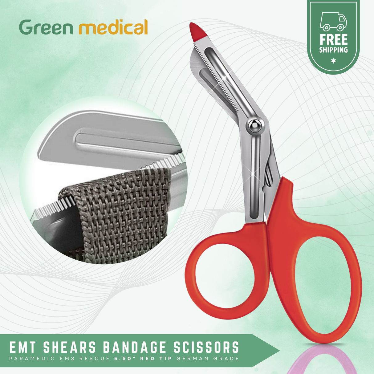 EMT Shears (Scissors) Bandage Paramedic EMS Rescue 5.50" RED TIP German Grade