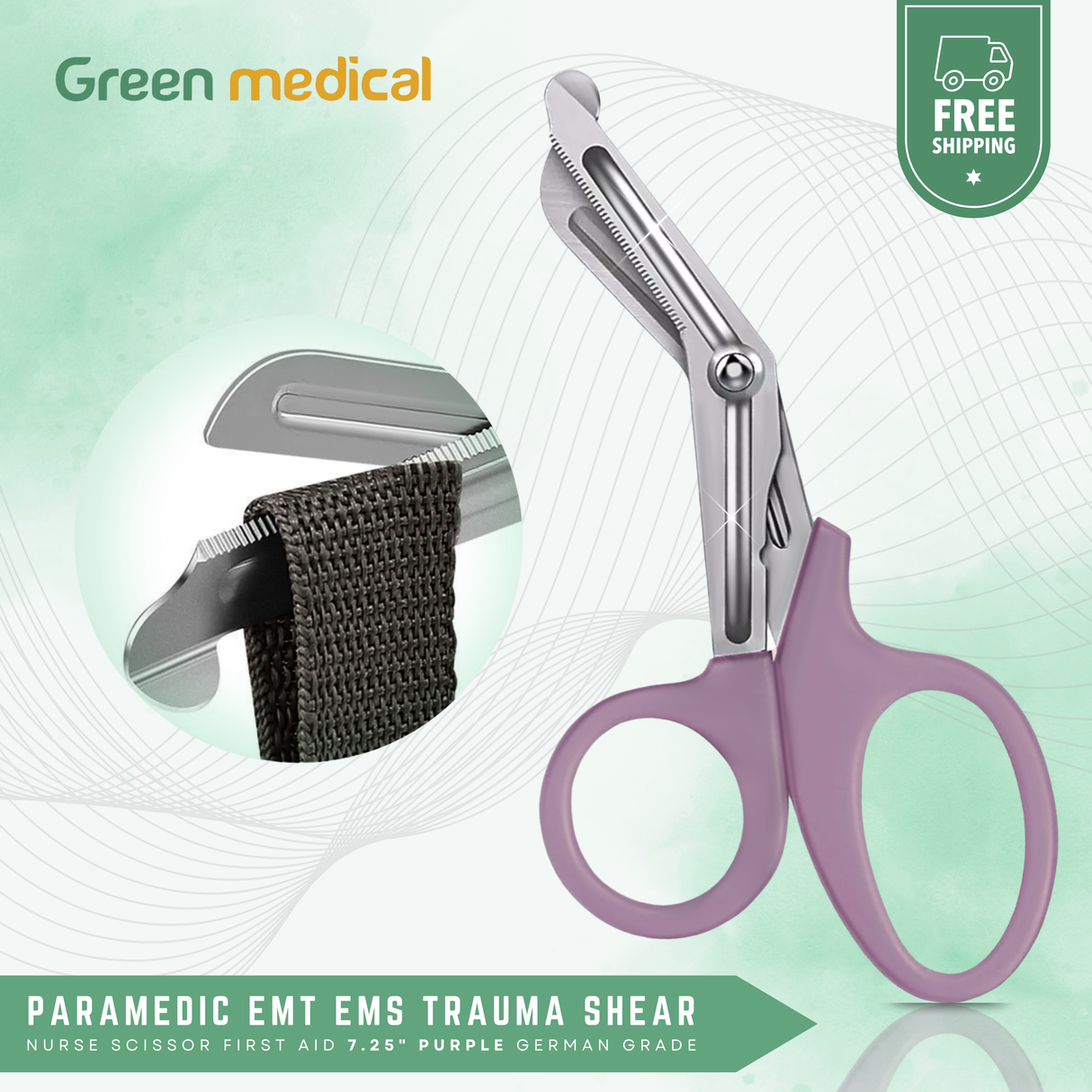 Paramedic EMT EMS Trauma Shear Nurse Scissor First Aid 7.25" Purple German Grade