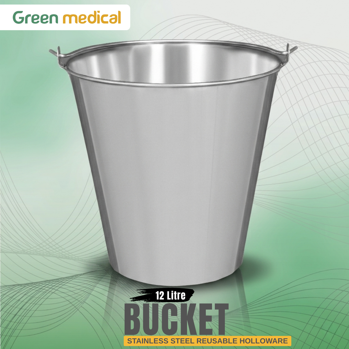 12 Litre Polished Stainless Steel Bucket for Farm, Home & Garage Use