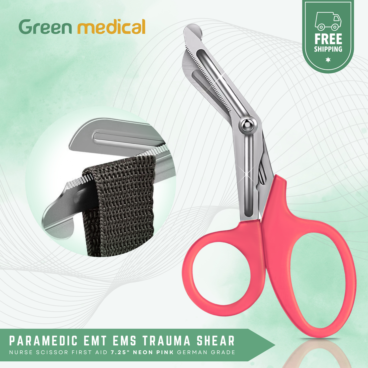 Paramedic EMT EMS Trauma Shear Nurse Scissor First Aid 7.25" Neon Pink German Grade