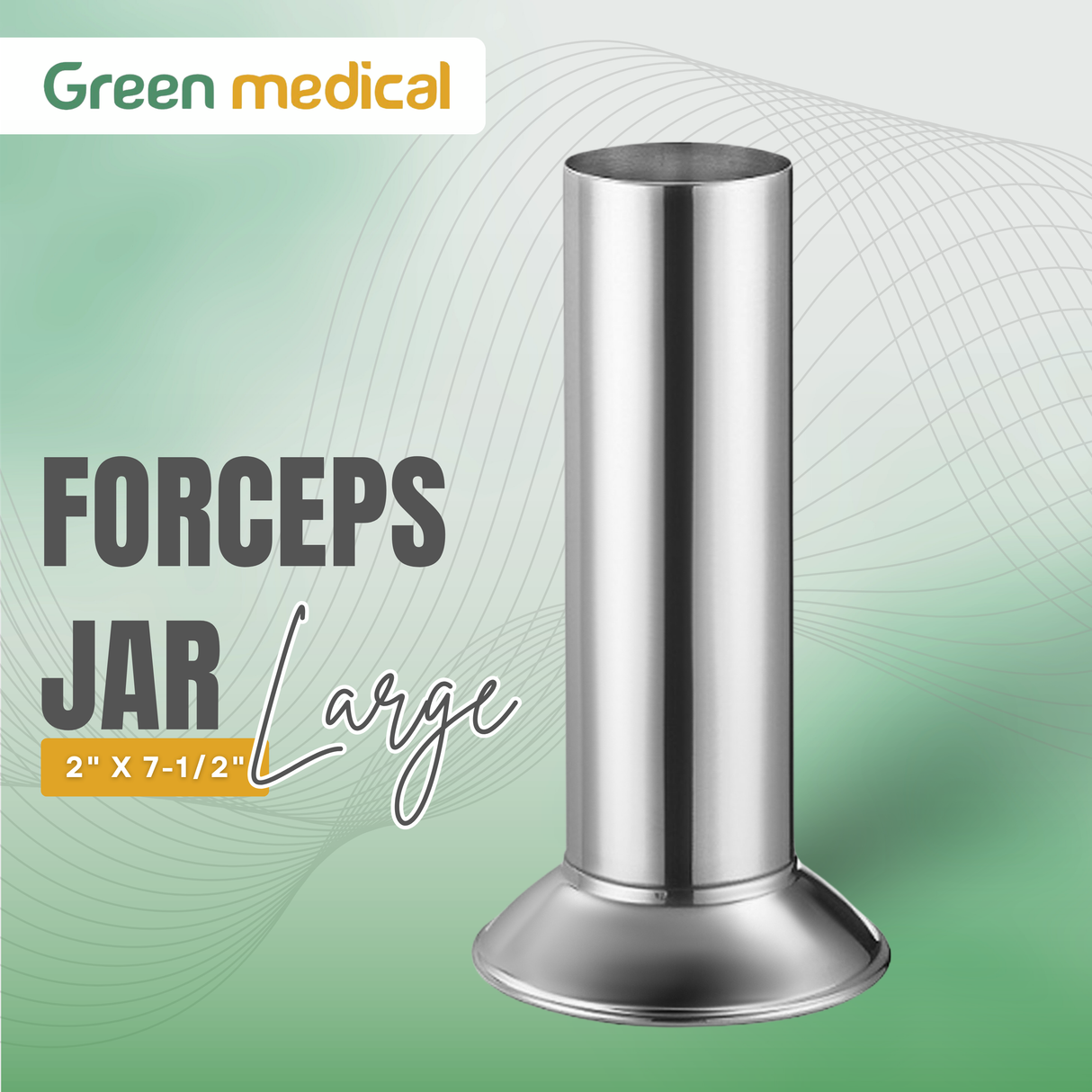 Stainless Steel Forceps Jar Large 2" x 7-1/2" | Surgical Instrument Storage Container