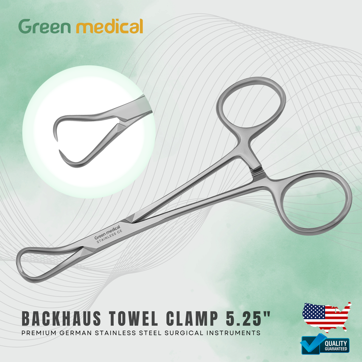 Backhaus Towel Clamp, 5.25", Premium German Stainless