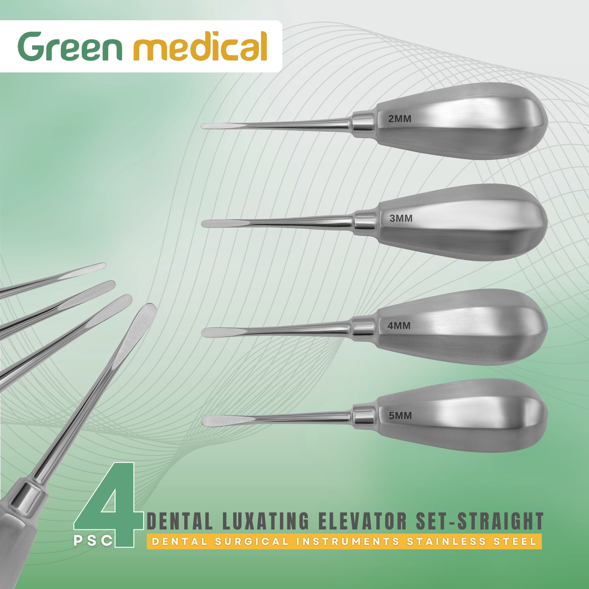 4 Pcs Straight Luxating Elevators Set Oral Dental Instruments German Grade
