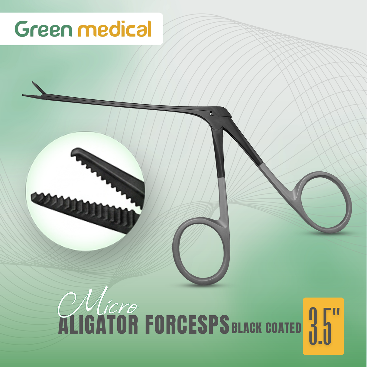Black Coated Alligator Micro Tip Forceps 3.5" Serrated Jaws German Grade