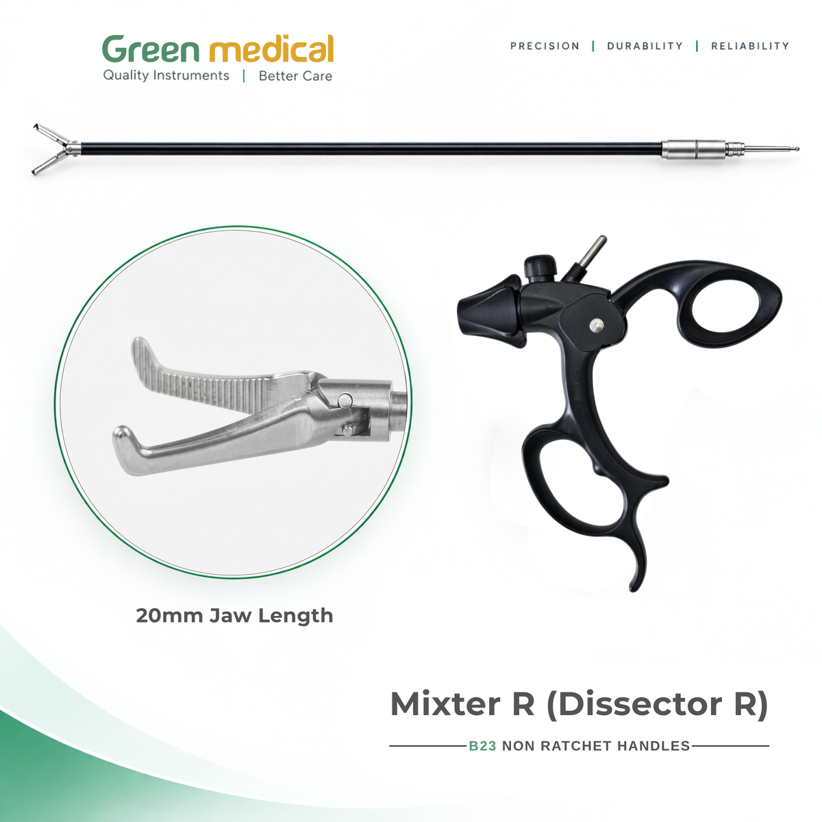 Reusable Monopolar Endoscopic Electrosurgical Instruments With B23 Non Ratchet Handle – German Stainless Steel