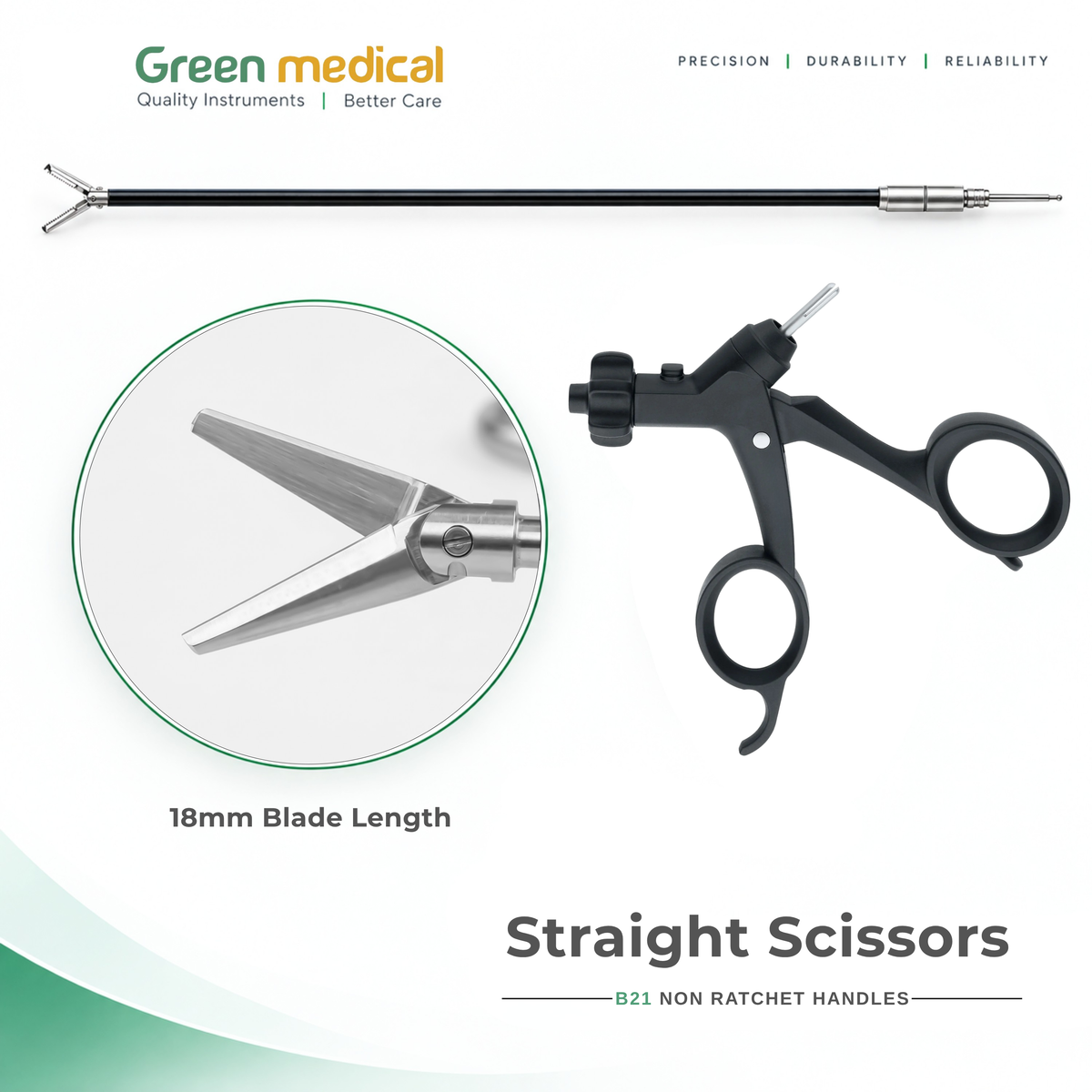Reusable Monopolar Endoscopic Electrosurgical Instruments With B21 Non Ratchet Handle – German Stainless Steel