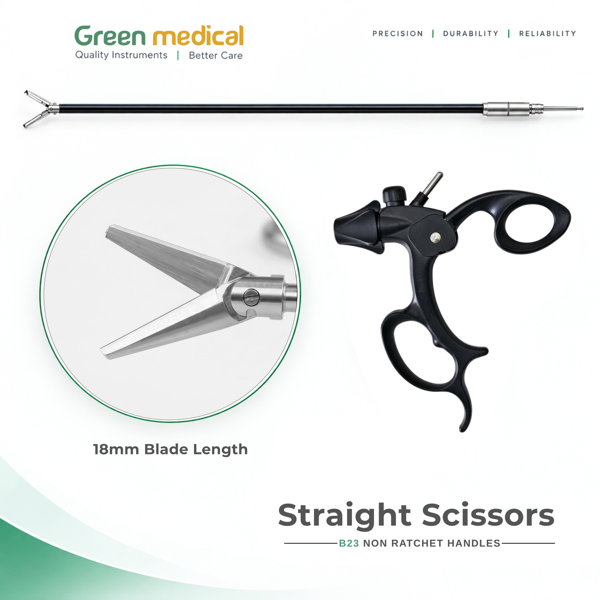 Reusable Monopolar Endoscopic Electrosurgical Instruments With B23 Non Ratchet Handle – German Stainless Steel