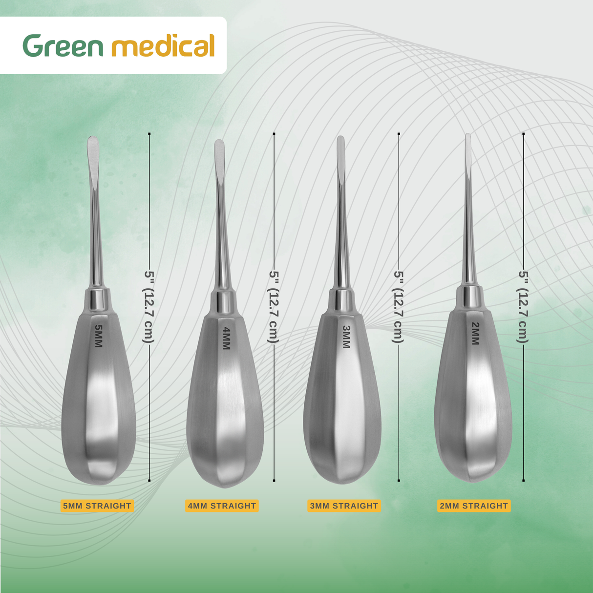 4 Pcs Straight Luxating Elevators Set Oral Dental Instruments German Grade