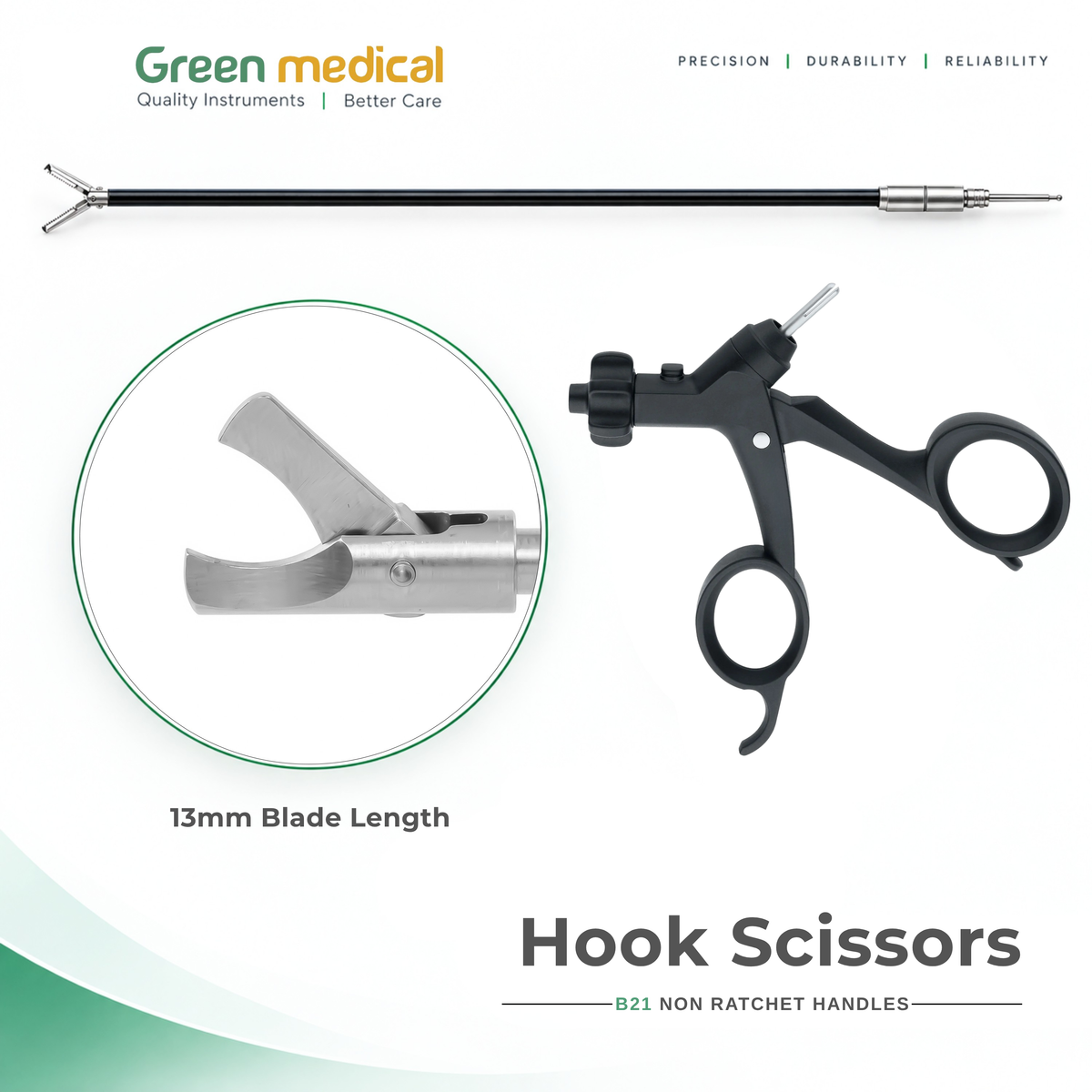 Reusable Monopolar Endoscopic Electrosurgical Instruments With B21 Non Ratchet Handle – German Stainless Steel