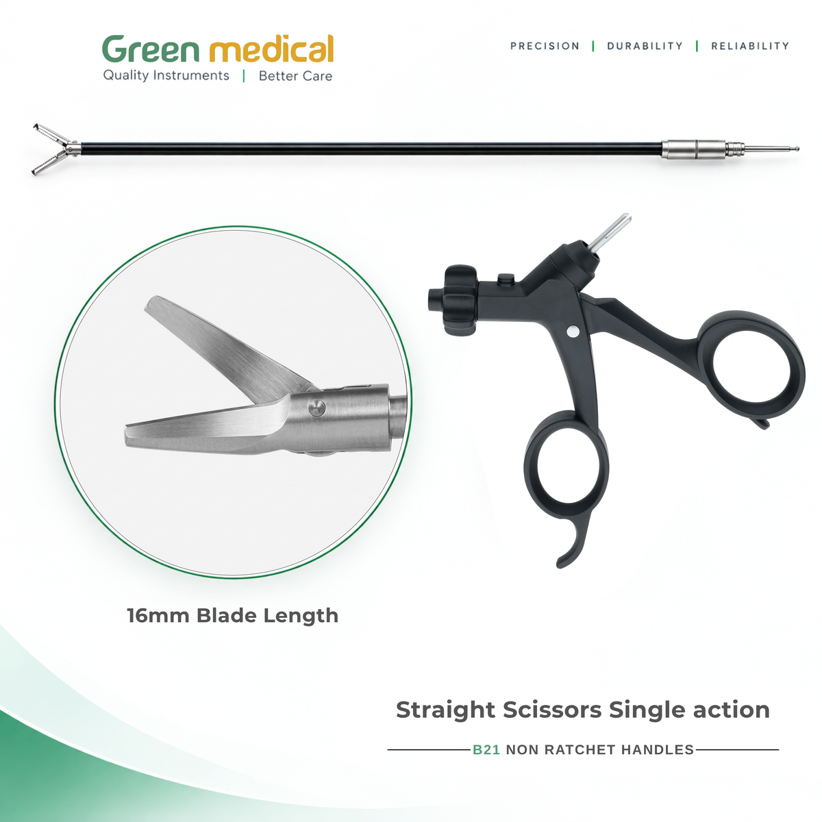 Reusable Monopolar Endoscopic Electrosurgical Instruments With B21 Non Ratchet Handle – German Stainless Steel