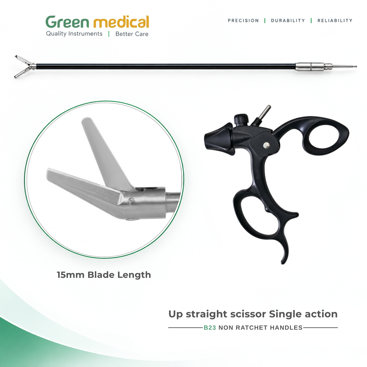 Reusable Monopolar Endoscopic Electrosurgical Instruments With B23 Non Ratchet Handle – German Stainless Steel