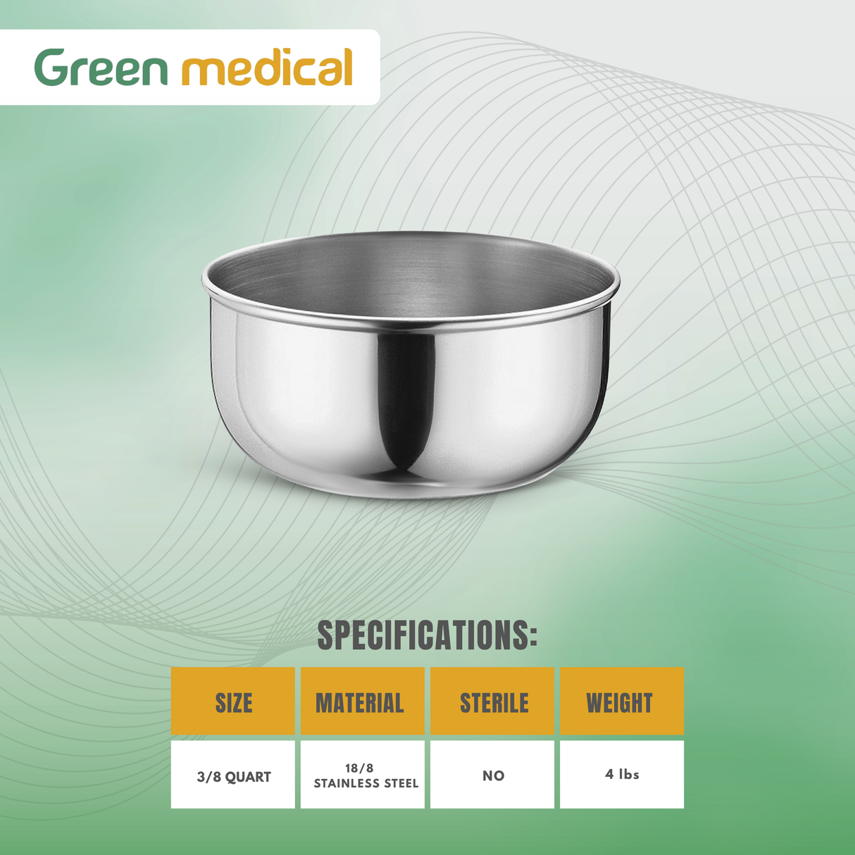 Stainless Steel Sponge Bowl, 3/8 Quart – Medical & Surgical Utility Bowl