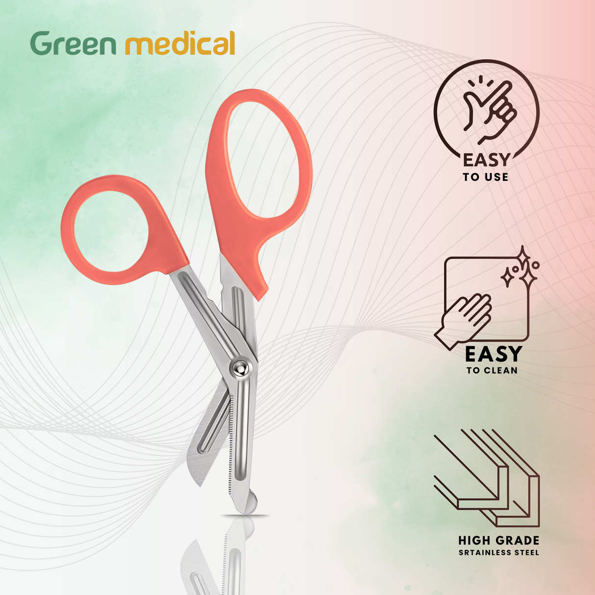 Paramedic EMT EMS Trauma Shear Nurse Scissor First Aid 7.25" Orange German Grade