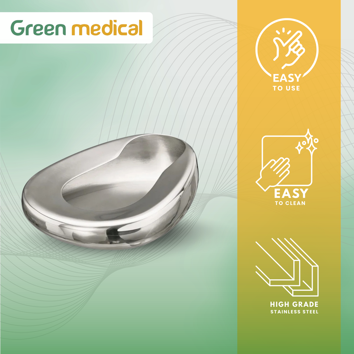 Adult Bed Pan – Hospital Grade Stainless Steel, Reusable Medical Bedpan (14" x 11-3/8")