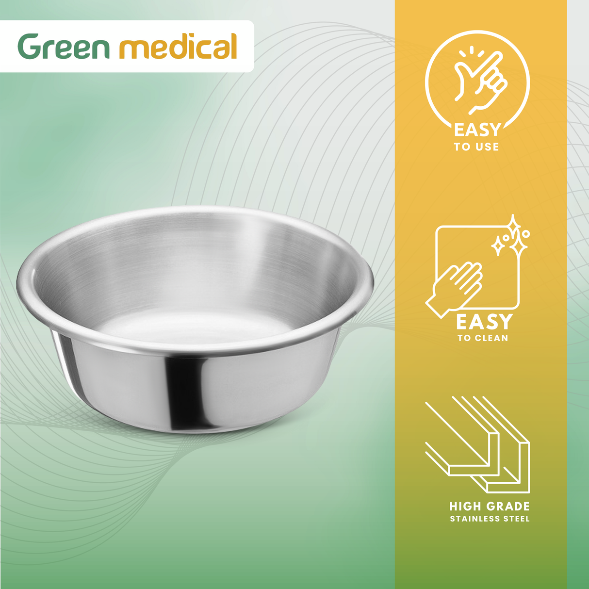 7 Quart Stainless Steel Solution Bowl – Medical & Surgical Grade (13-1/2″ x 4-1/2″)