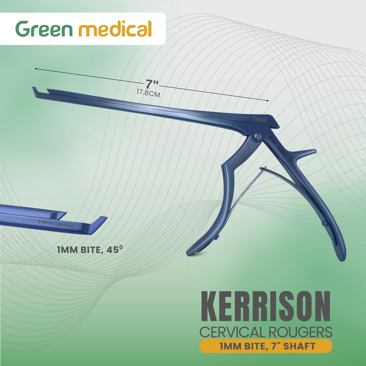 5 KERRISON Rongeurs 7" 1, 2, 3, 4, 5mm up 45 Blue Handle Orthopedic German Grade