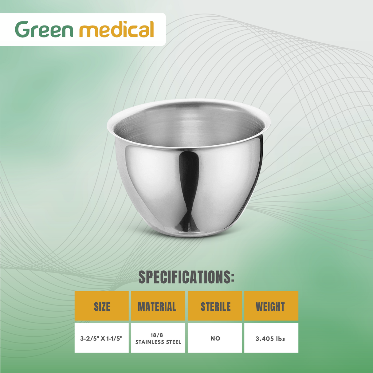 Stainless Steel Iodine Cup, 6 oz – Medical Surgical Grade Bowl,3-2/5" x 1-1/5"
