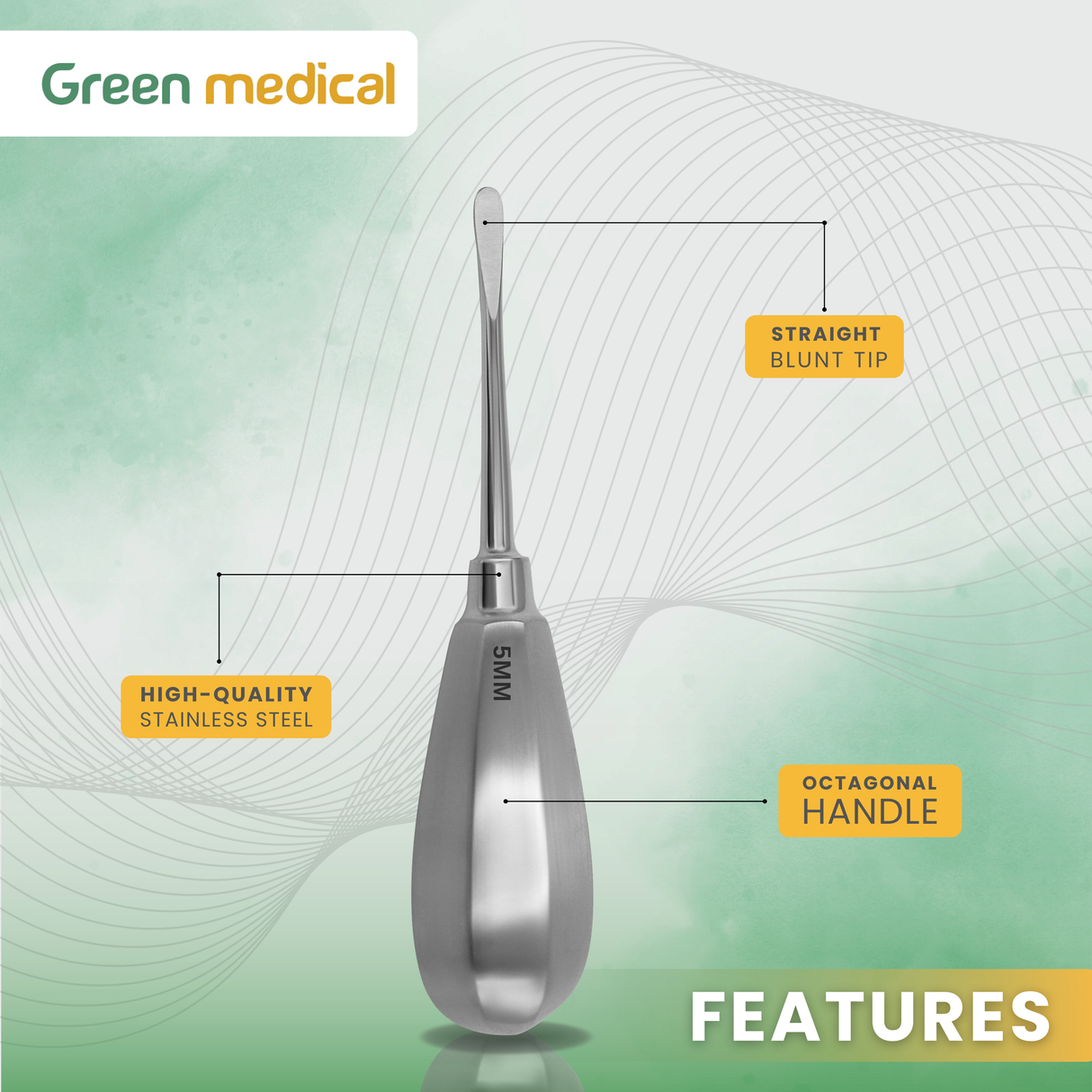 4 Pcs Straight Luxating Elevators Set Oral Dental Instruments German Grade