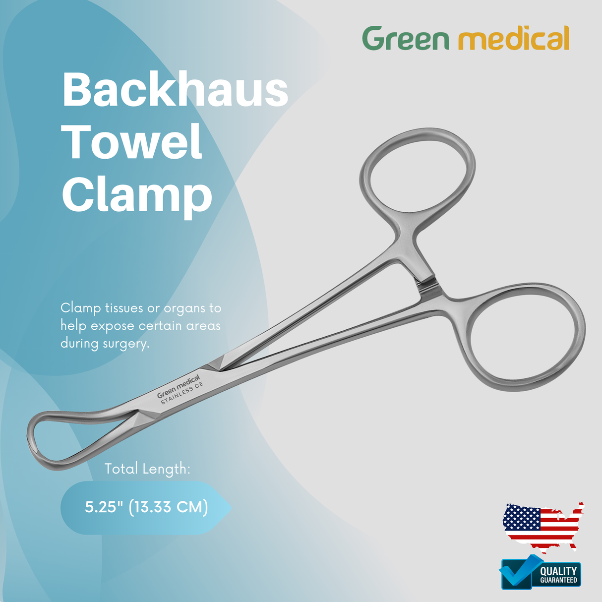 Backhaus Towel Clamp, 5.25", Premium German Stainless