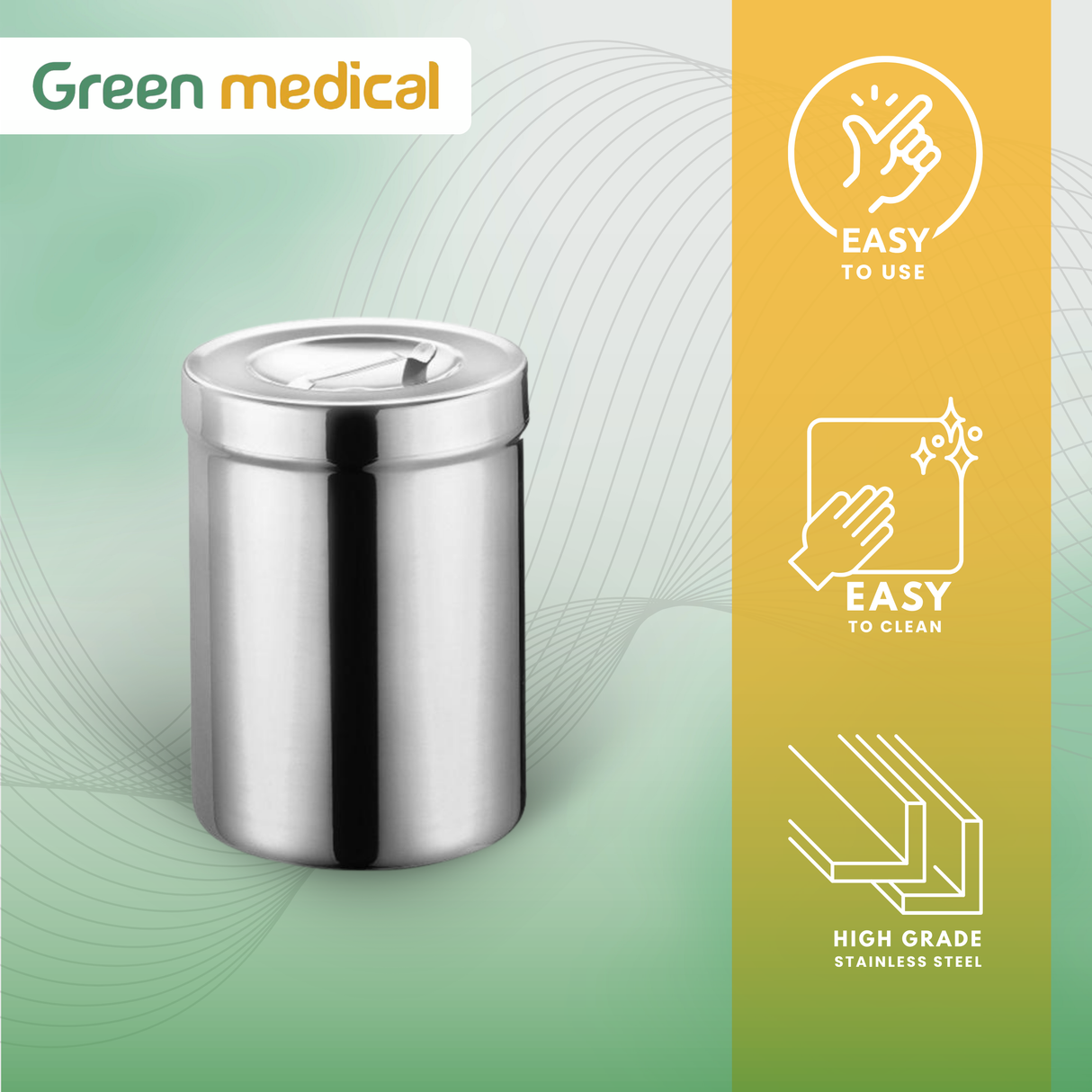 Stainless Steel Dressing Jar – 1/2 Quart Reusable Medical Storage Container