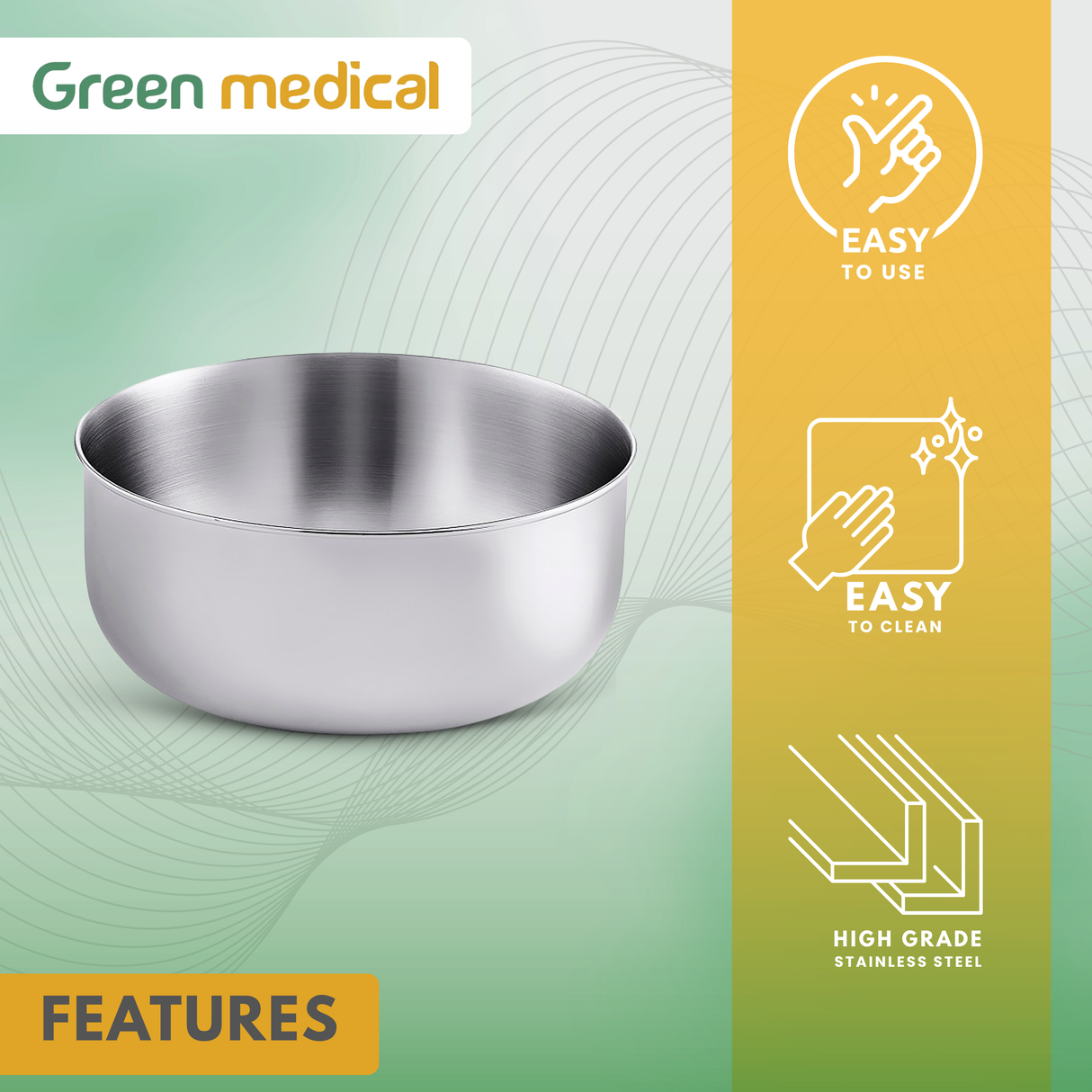Stainless Steel Sponge Bowl – 1-7/8 Quart Surgical & Medical Utility Bowl