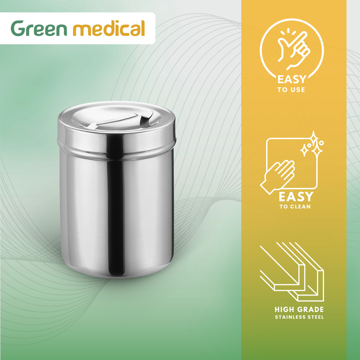 Stainless Steel Dressing Jar – 1 Quart Reusable Medical Storage Container
