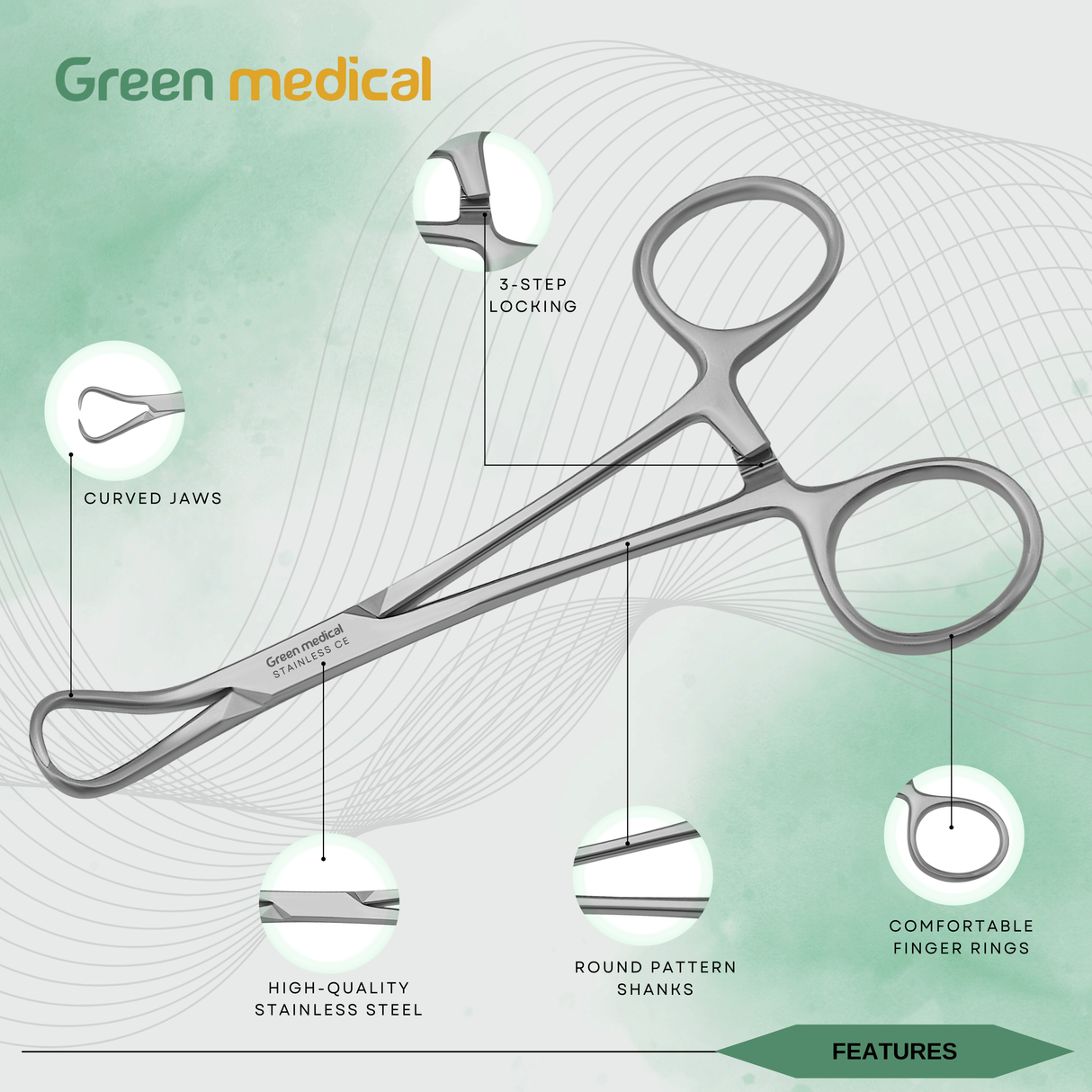 Backhaus Towel Clamp, 5.25", Premium German Stainless