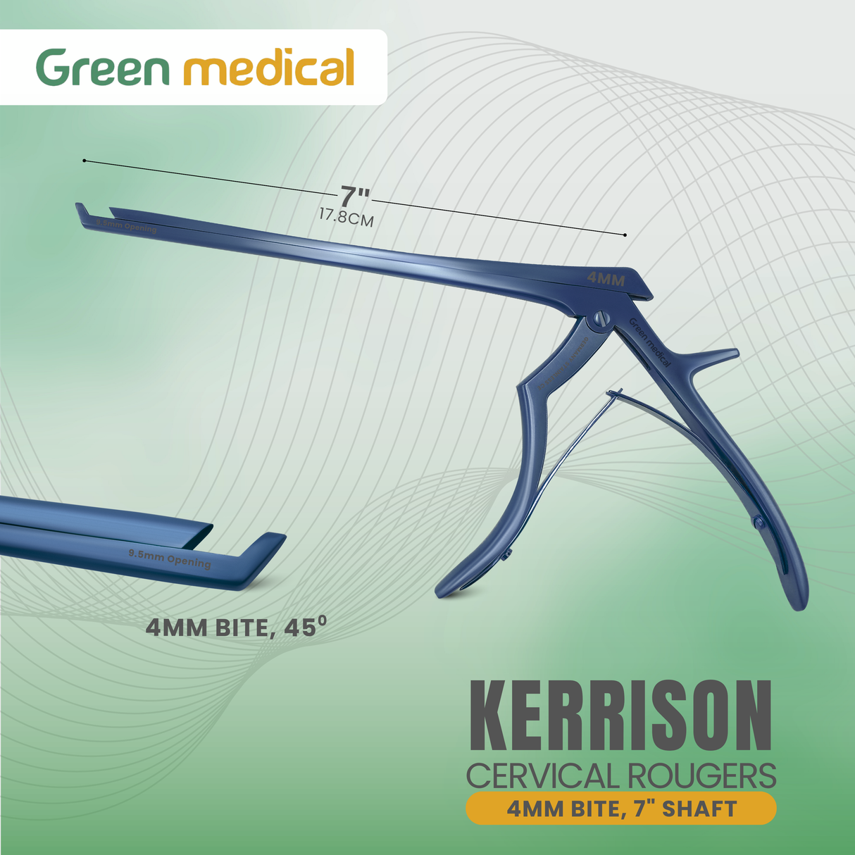 5 KERRISON Rongeurs 7" 1, 2, 3, 4, 5mm up 45 Blue Handle Orthopedic German Grade