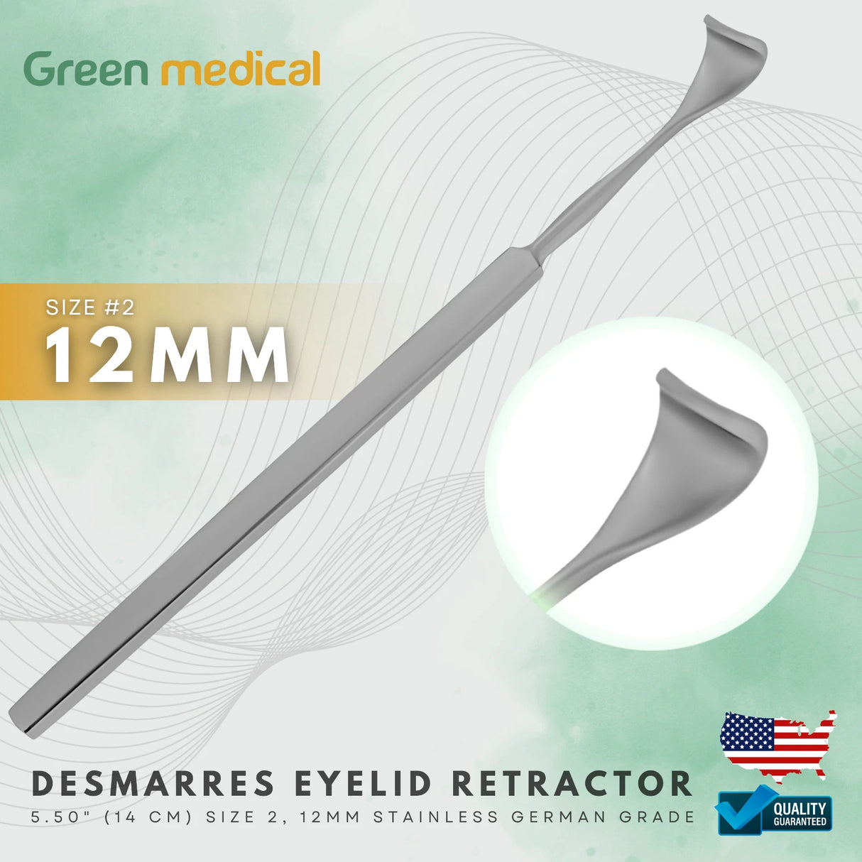 Desmarres Eyelid Retractor 5.5" (14cm) – Size 2, 12mm | German Grade Stainless Steel | Ophthalmic Surgical Tool