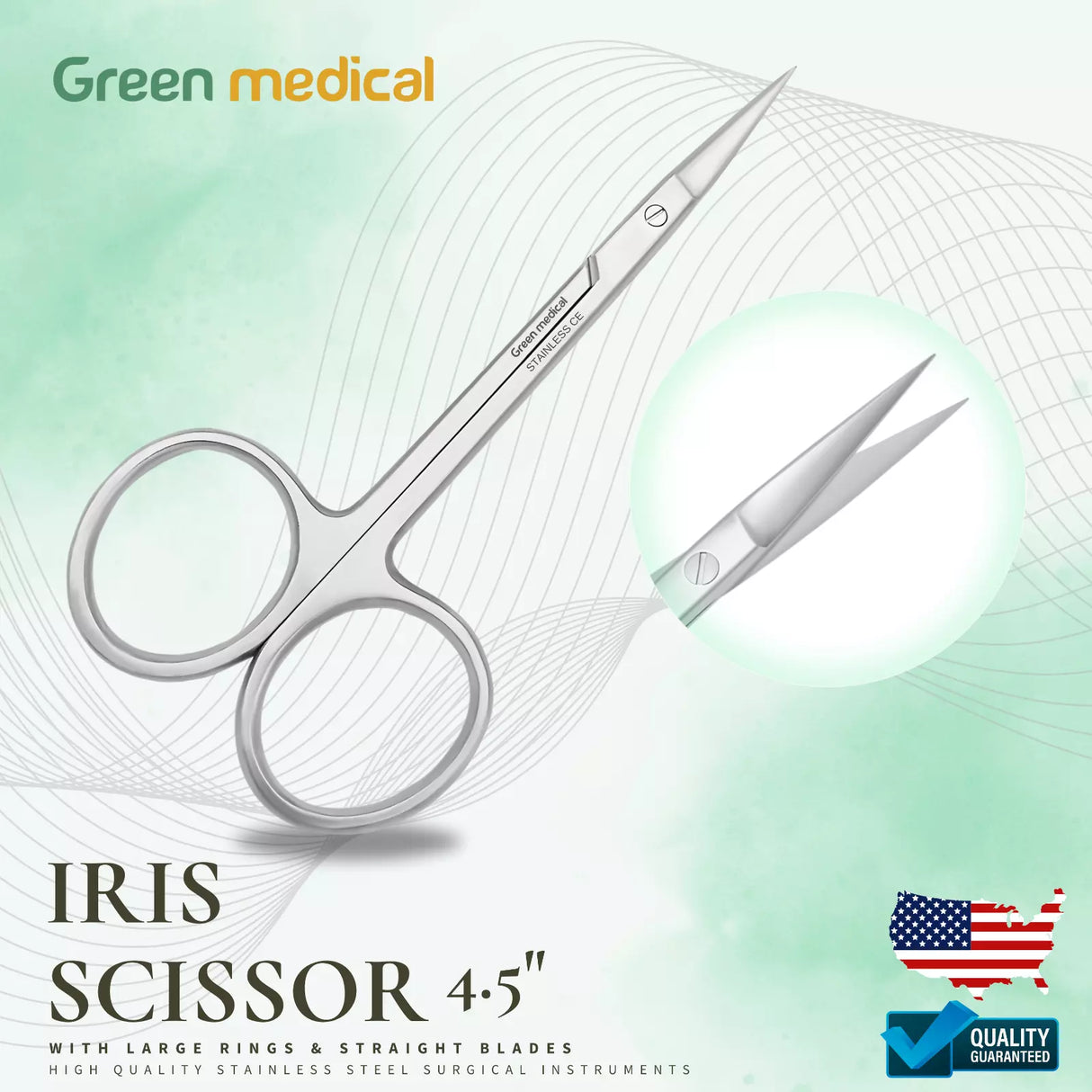 Iris Scissor 4.5" Straight With Large Ring Surgical Instruments Stainless Steel
