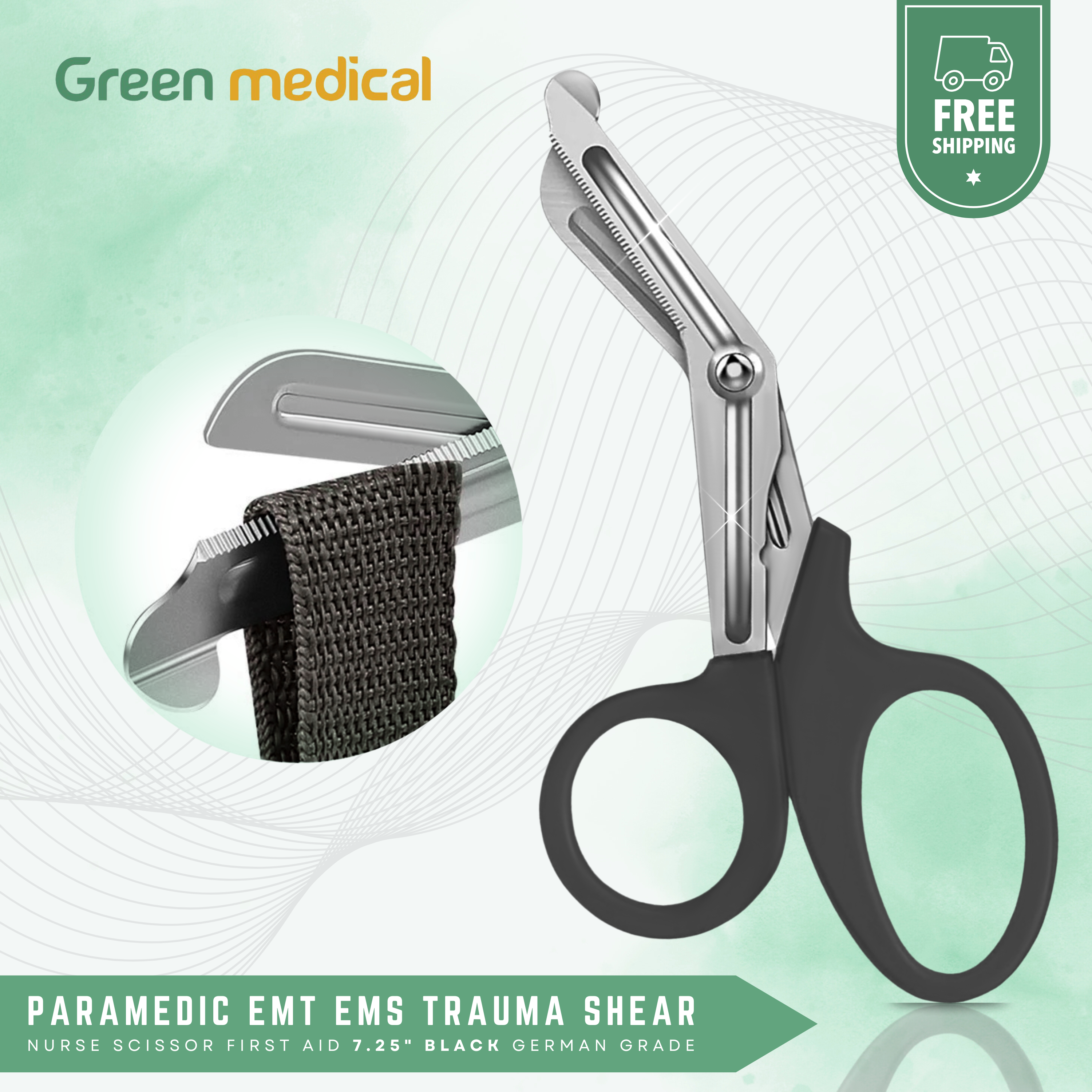 DawnProMed 5.5" Trauma Shears – EMT/EMS Nurse Scissors With Black Handle, Stainless Steel