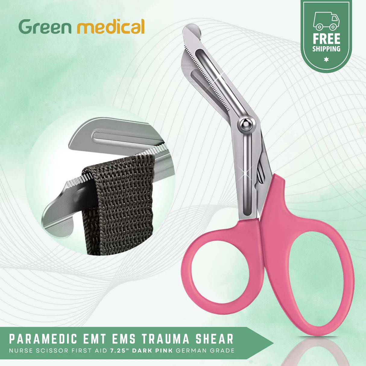 Paramedic EMT EMS Trauma Shear Nurse Scissor First Aid 7.25" Dark Pink German Grade