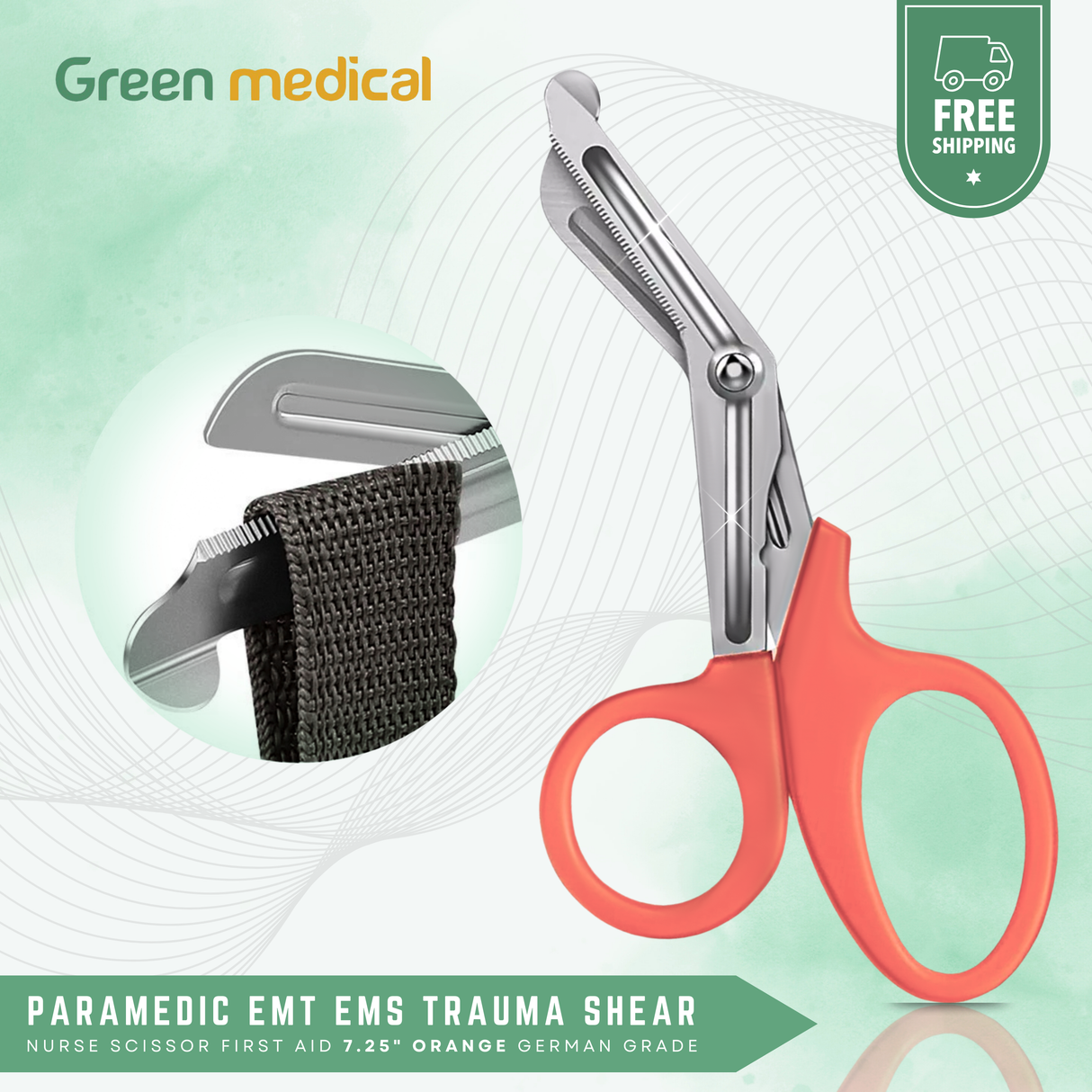 Paramedic EMT EMS Trauma Shear Nurse Scissor First Aid 7.25" Orange German Grade