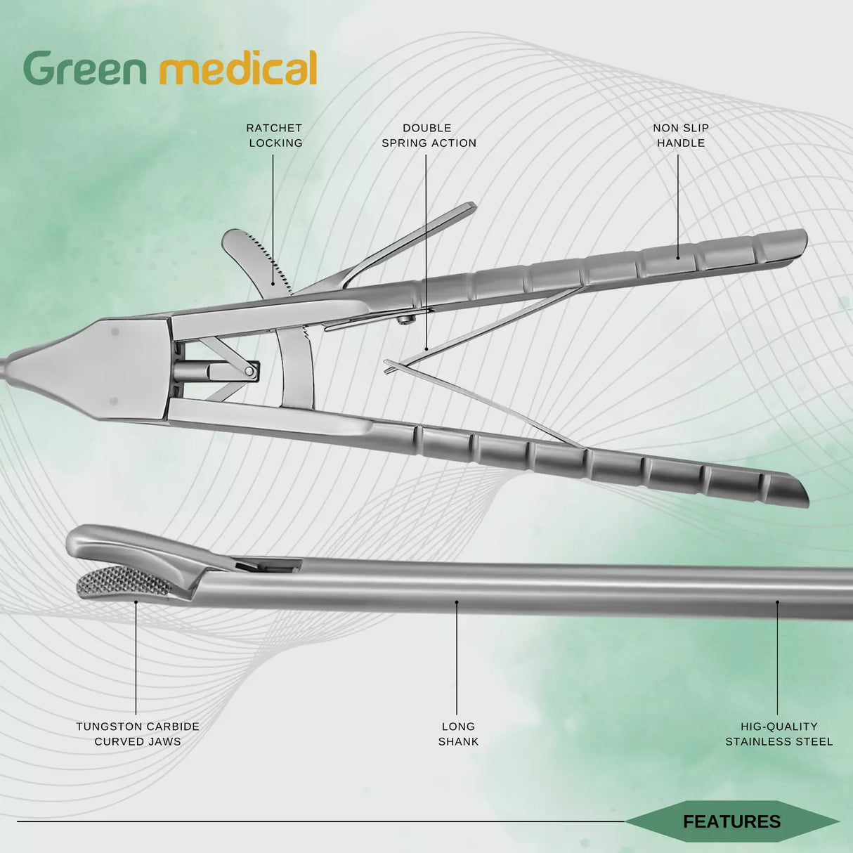 Laparoscopic Sinus Surgery Needle Holder Curved 20" V Type 5 X 330mm Forceps