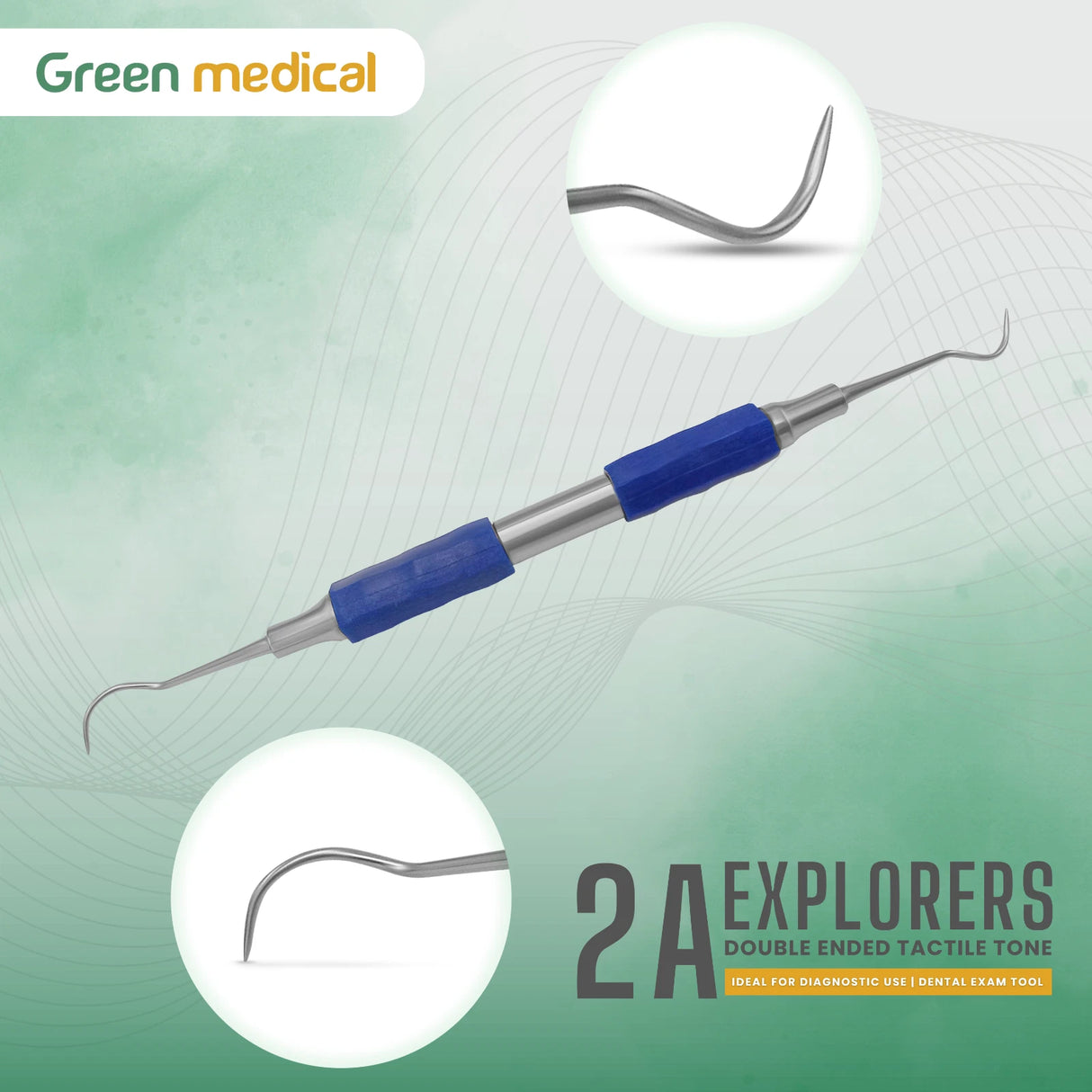 Dental Explorers 2A Double Ended Tactile Tone – German Stainless Steel Diagnostic Tool