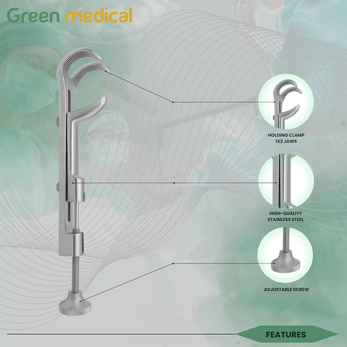 Lowman Bone Holding Clamp 8" 1x2 Prong Complete Set Orthopedic Instrument