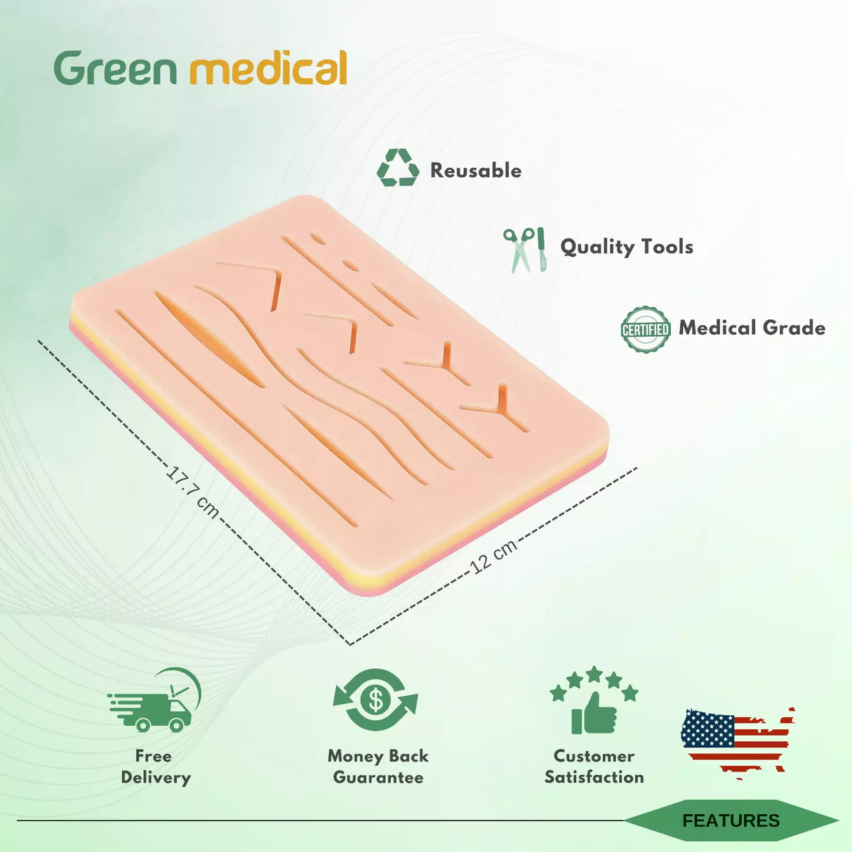 Silicon Suture practice pad G13 with 3 durable skin layers