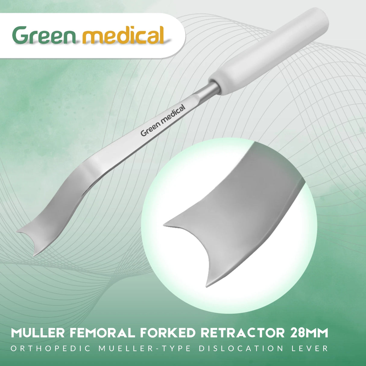 Muller Femoral Forked Retractor 28mm Mueller-Type Ortho Dislocation Lever Tool