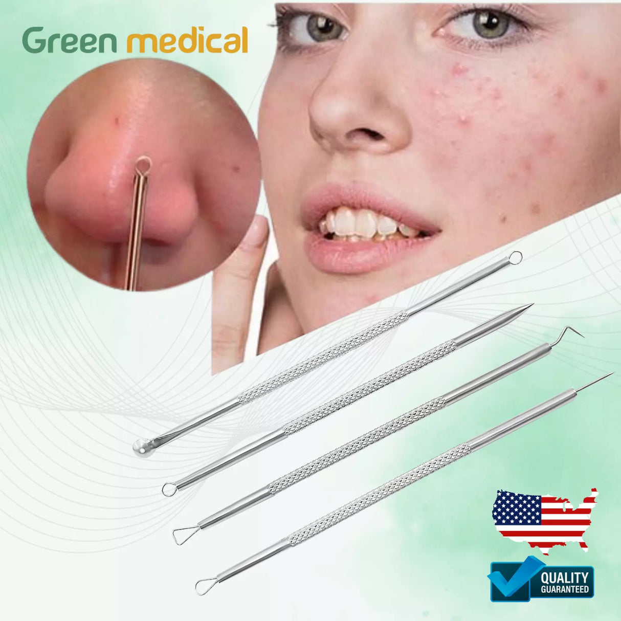 Pimple Popper Blackhead Remover Tool Kit Comedone Acne Spot Zit Extractor Tools