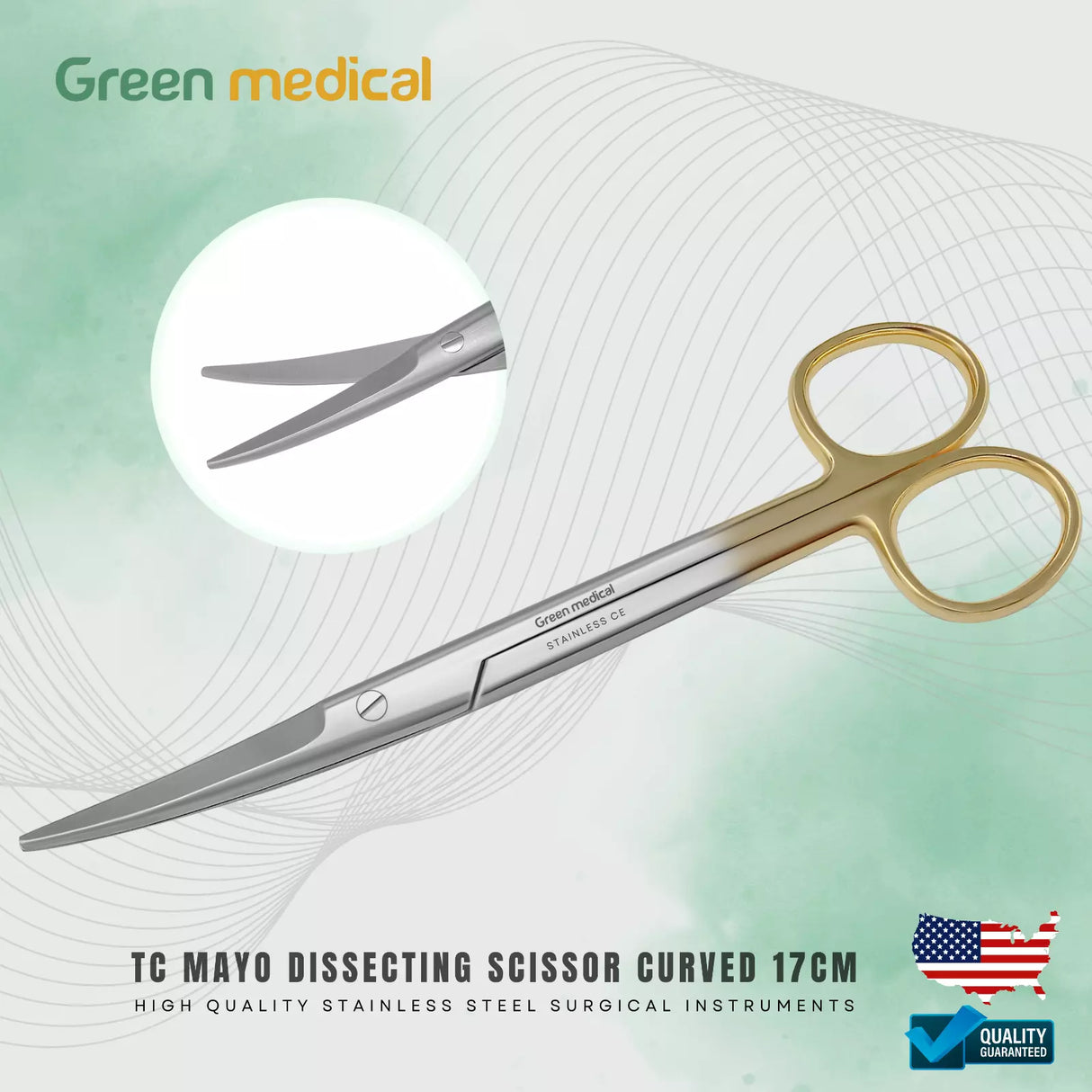 T/C Mayo Dissecting Scissors Curved 6.75" Stainless Steel German Grade