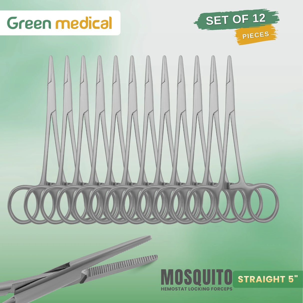 12 Pcs Mosquito Locking Forceps 5" Straight Surgical & Veterinary Instruments Stainless Steel German Grade