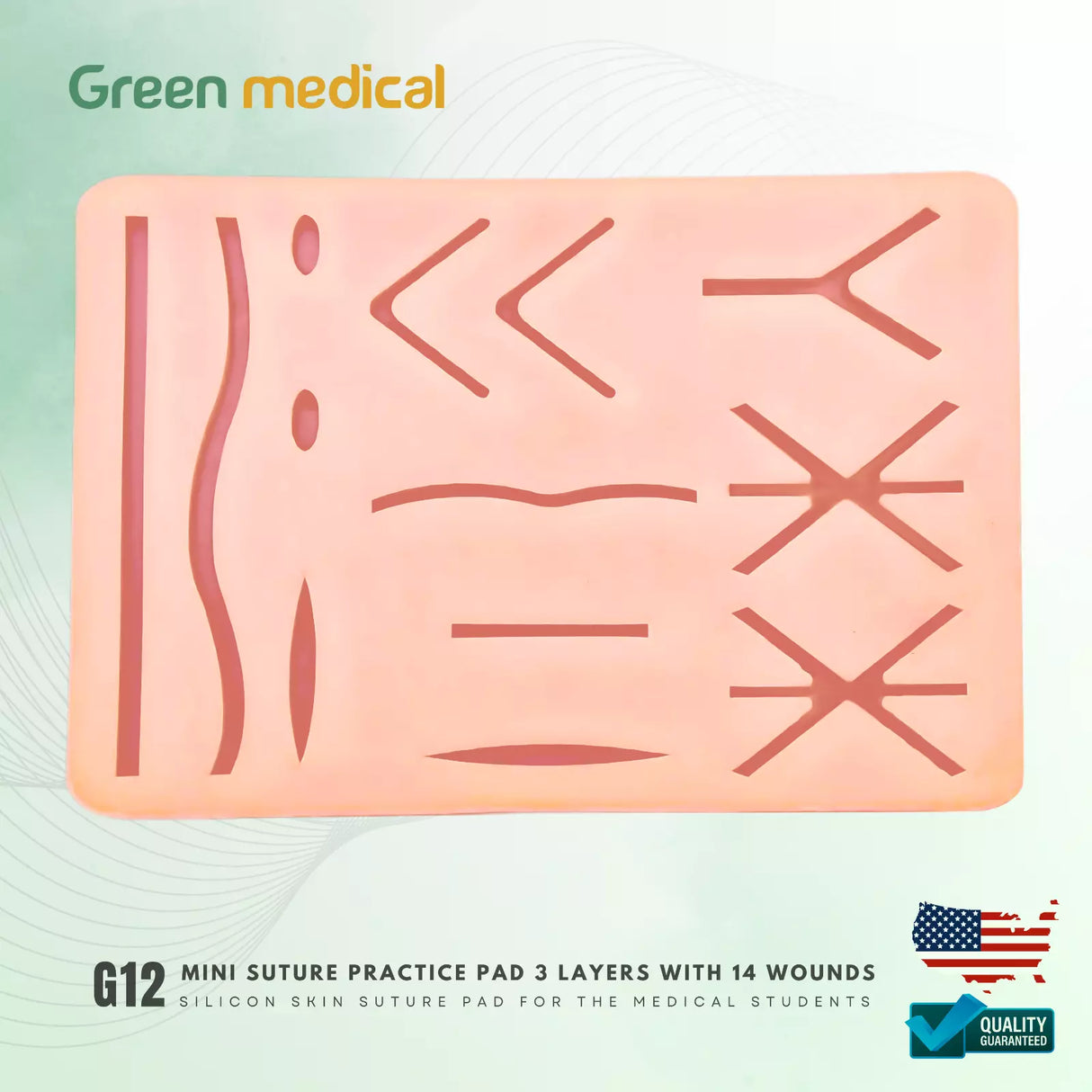 Mini Suture Practice Pad G12 3 Layers With 14 Wounds For Medical Students