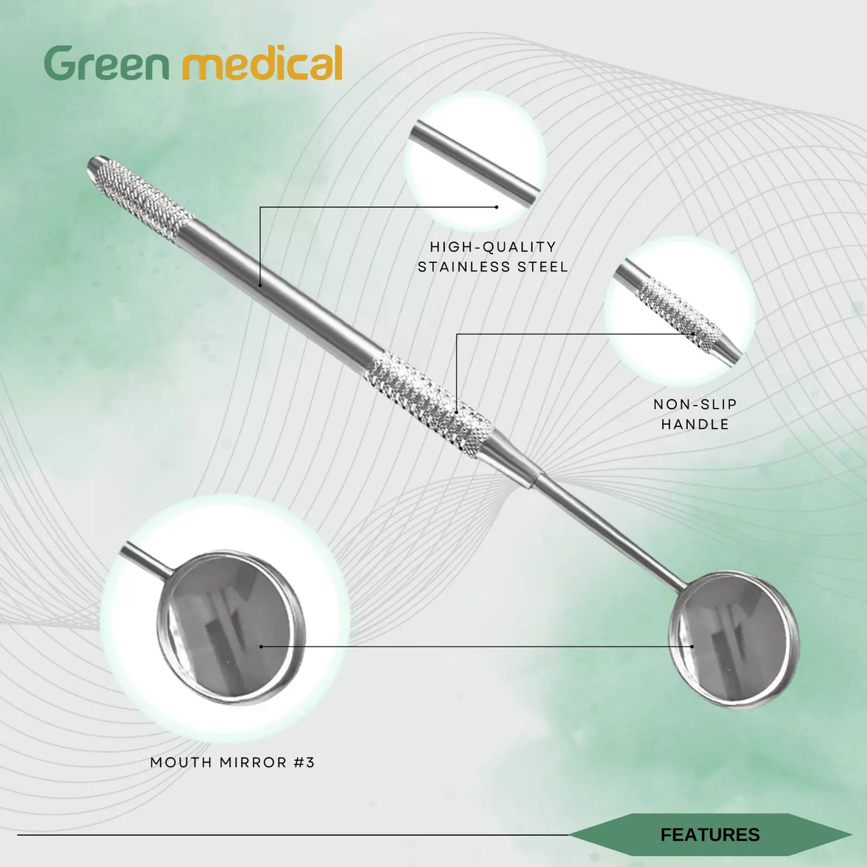 Dental Mouth Mirrors No. 3 with Handle - Dental Examination Instrument