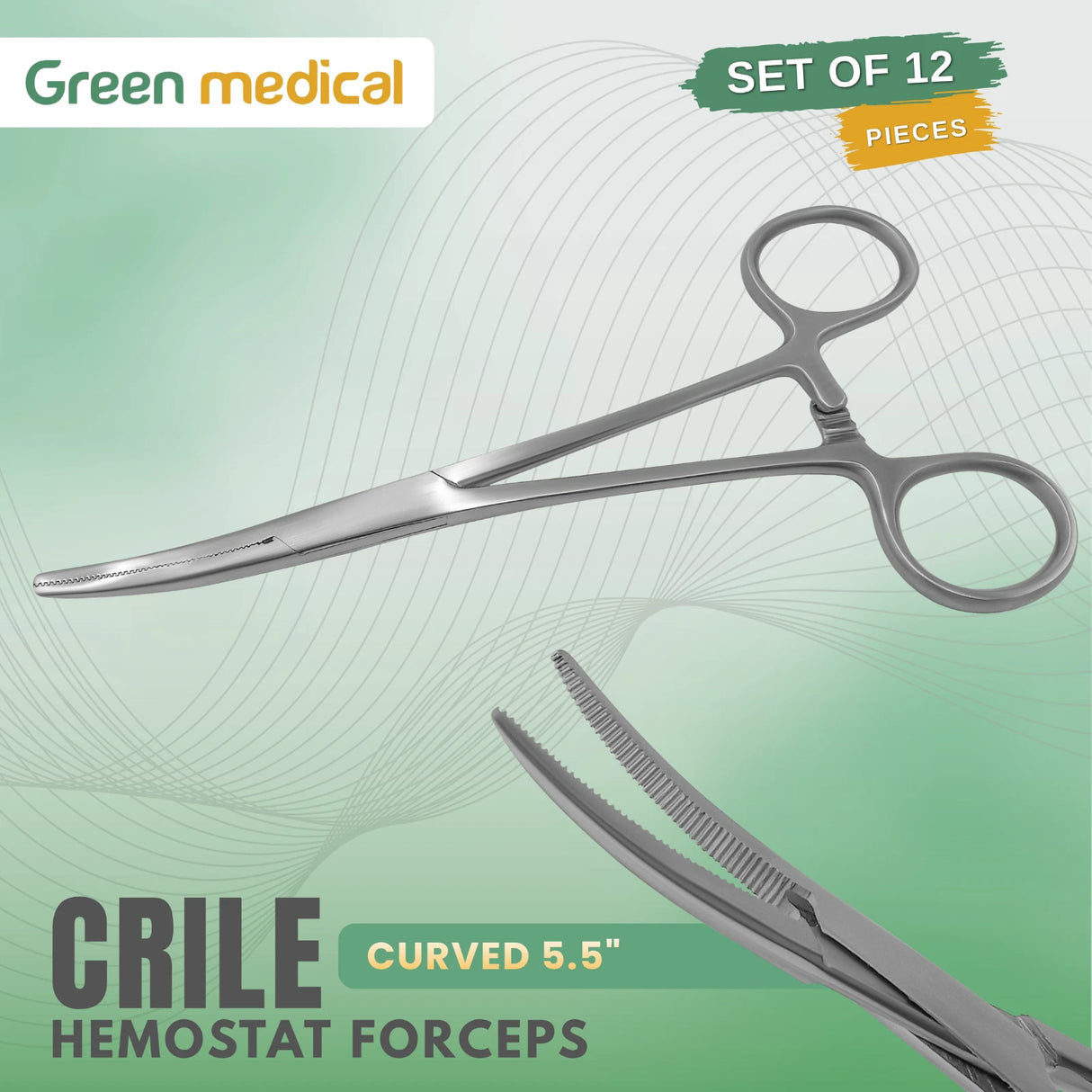12 Pcs Crile Hemostat Forceps 5.5" Curved – Stainless Steel German Grade Surgical Instruments