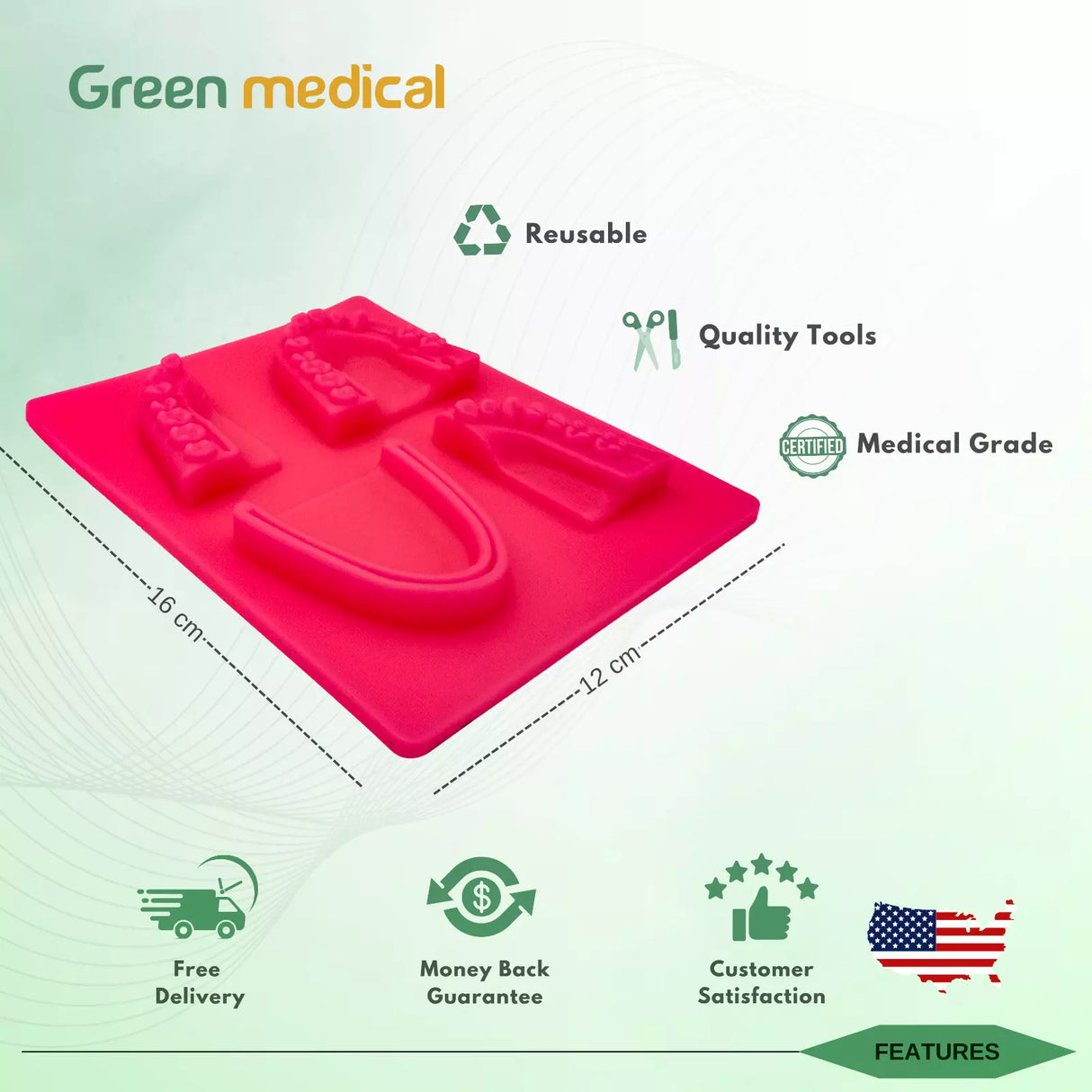 Dental Silicon Oral Suture Training Practice Pad G5 Dark Pink For Dentist