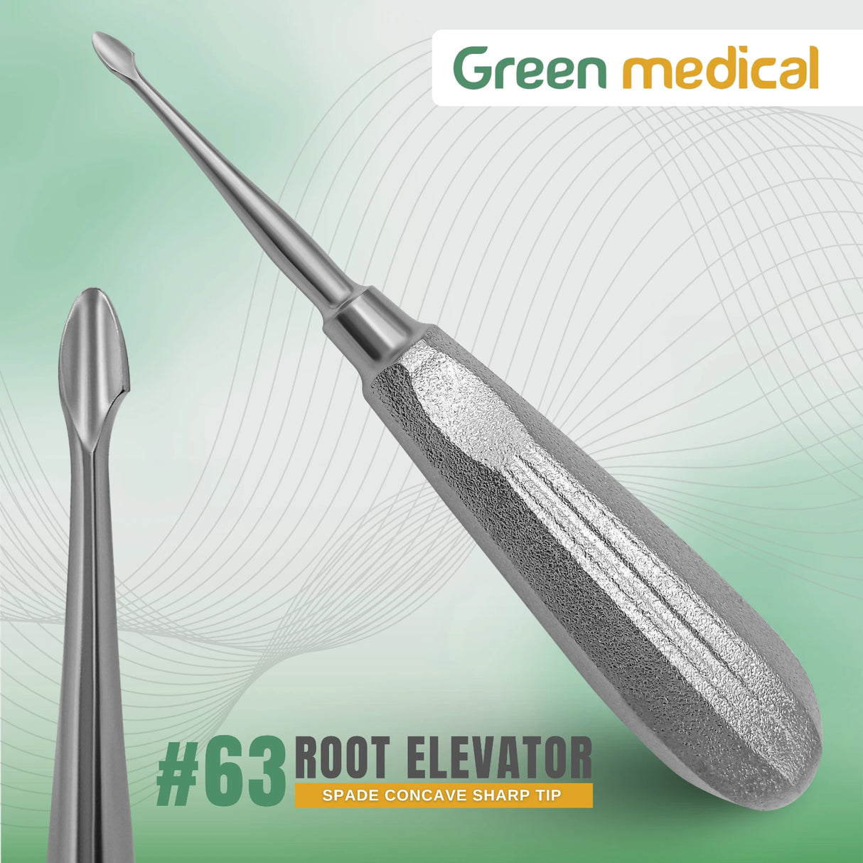 DENTAL TOOTH SURGERY SPADE CONCAVE SHARP TIP ROOT ELEVATOR #63 German Grade
