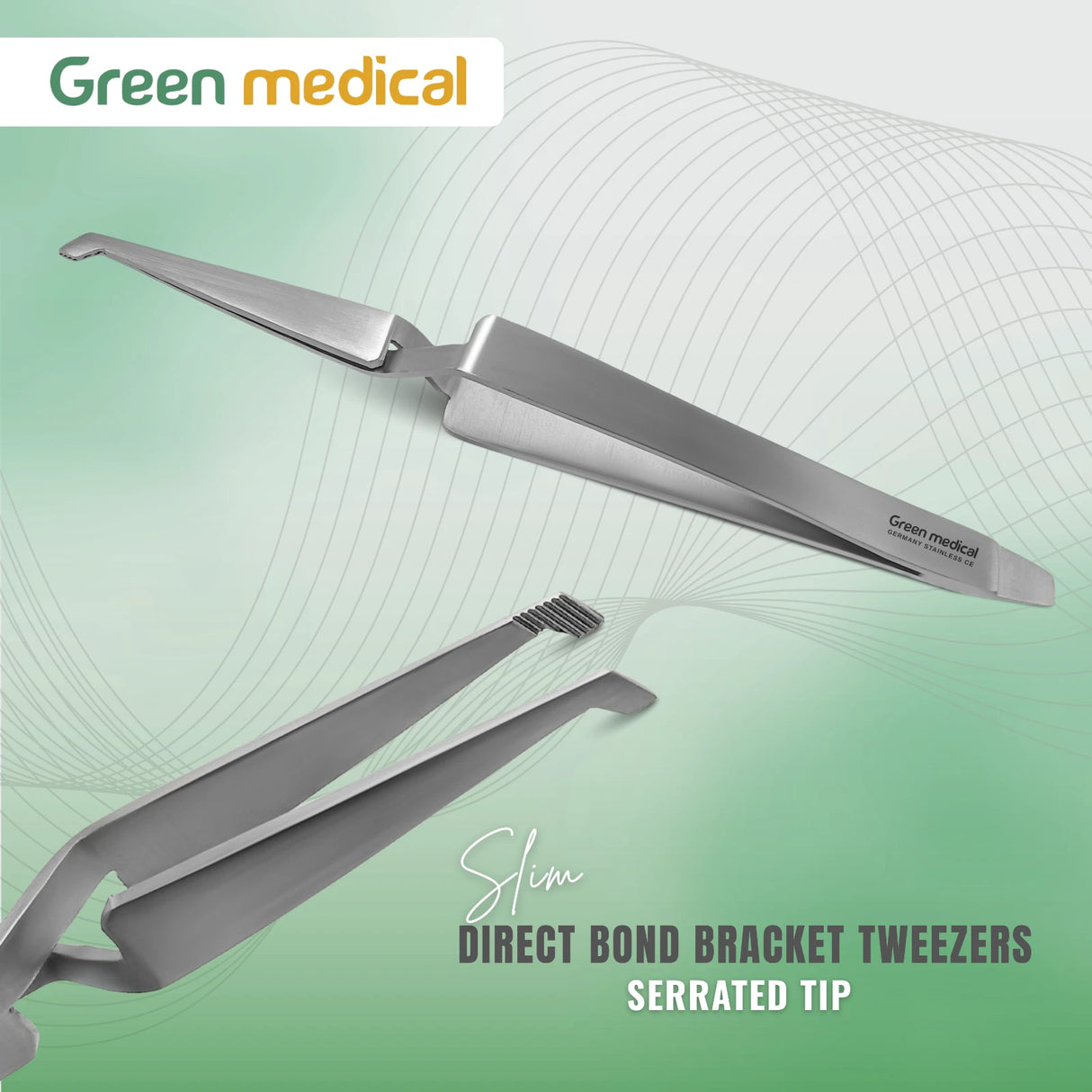 Slim Direct Bond Bracket Tweezers–Serrated Tip Orthodontic Forceps German Grade