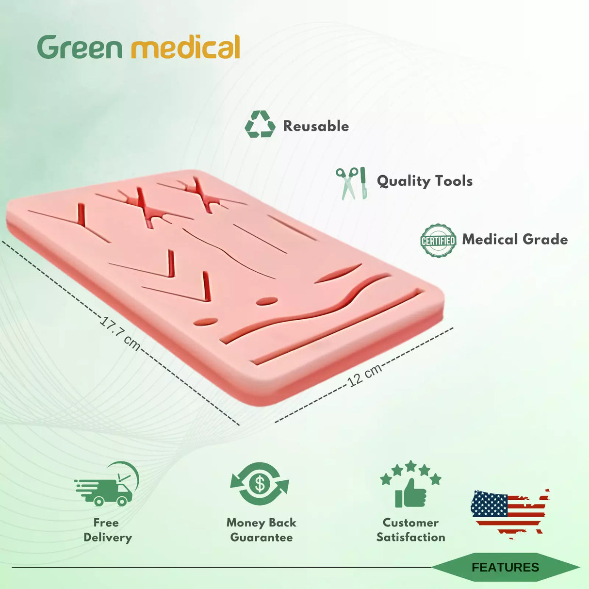 Mini Suture Practice Pad G12 3 Layers With 14 Wounds For Medical Students